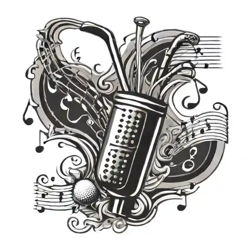 Golf Clubs And Musical Notes