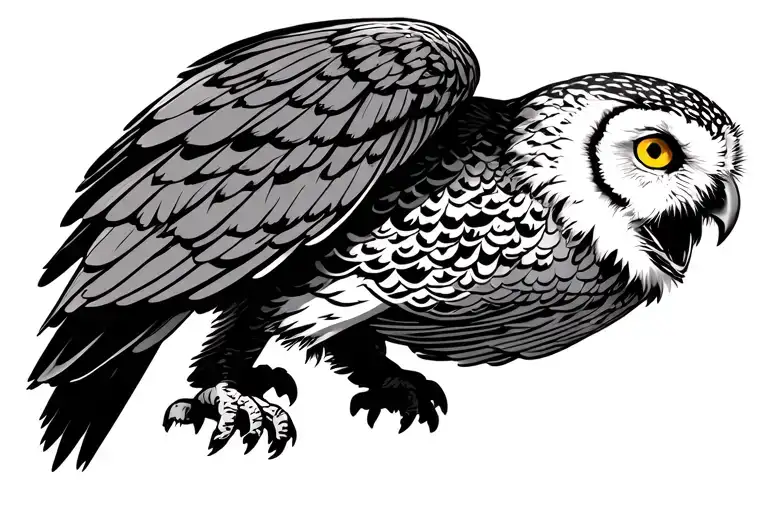 Snow Owl Attacking With Background