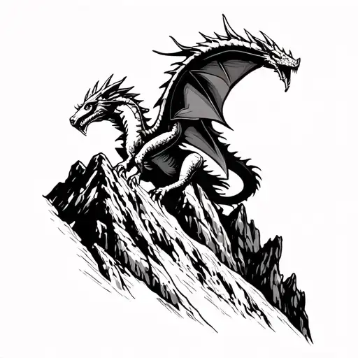Wyvern Climbing A Mountain Looking Back At You