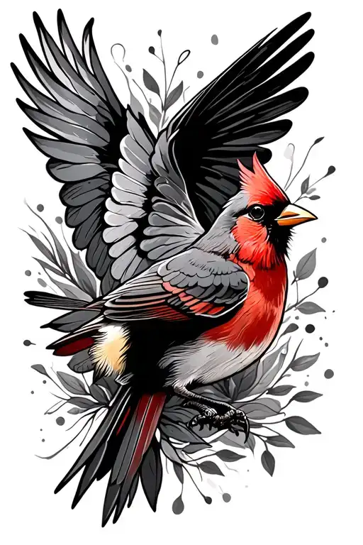 Cardinal Bird Flying Away Make Friends
