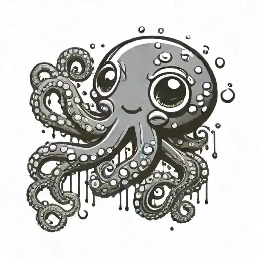 Cute Octopus Rainbow Rain