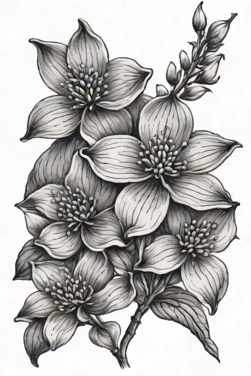 Realistic Black And White Flowering Dogwood