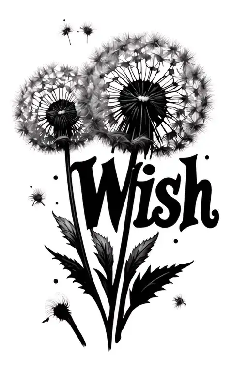 Dandelion Blowing Peace Signs And Stem Is The Word Wish