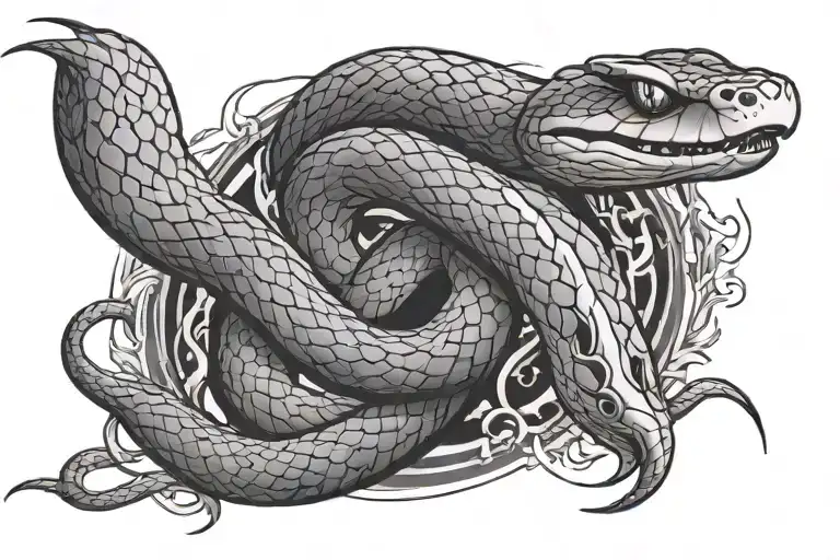 Snake Tattoo Around Neck With Lightning