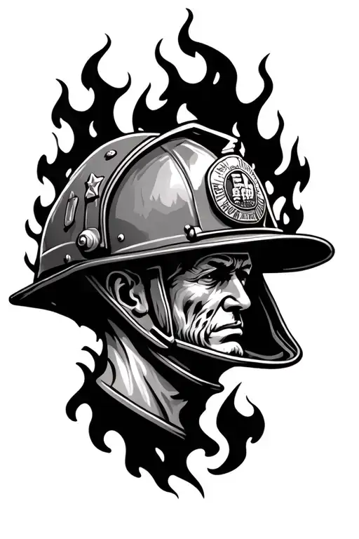 American Traditional Firefighter Helmet Engulfed In Flames