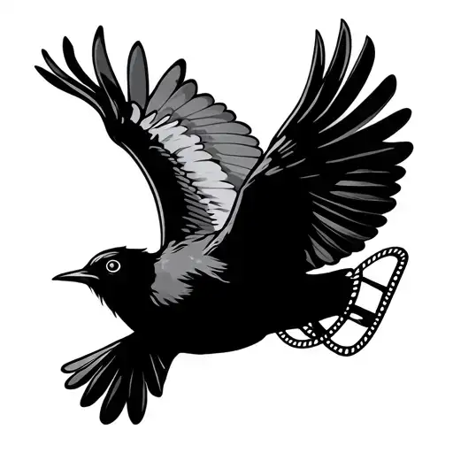 Bird Flying While Carrying Film Reel