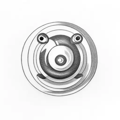 A Black And Grey Tattoo Of A Dragon Ball Inspired Pokeball