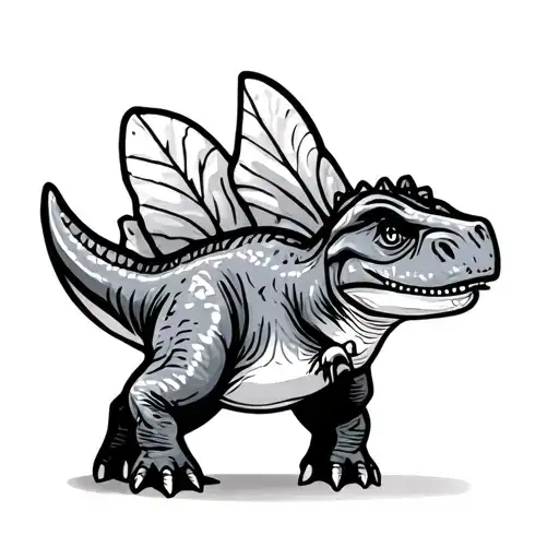 Minimalist Baby Dinosaur Outline Cartoon