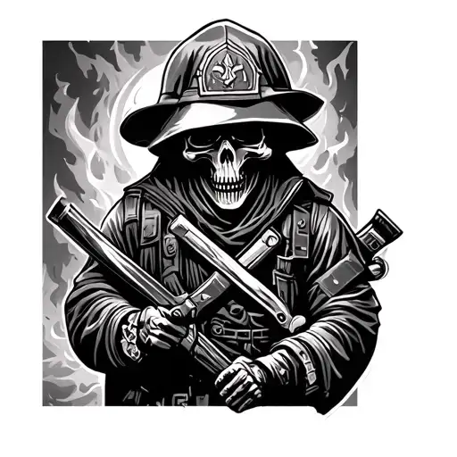 Grim Reaper Firefighter Tatto
