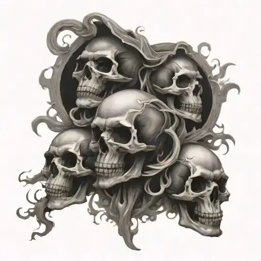 Creepy Skulls With Smoke Half Sleeve