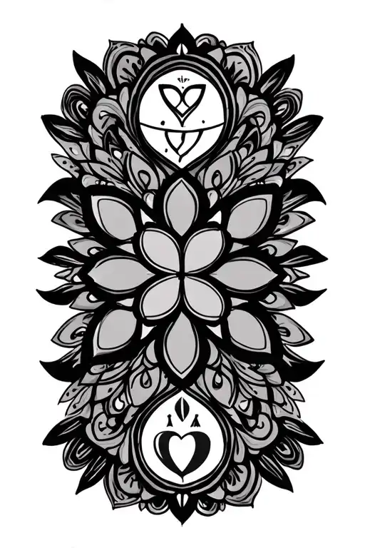 Mandala Design Incorporating Symbols Love