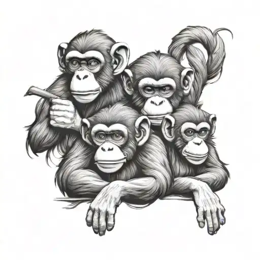 The Three Monkey Tattoo Design