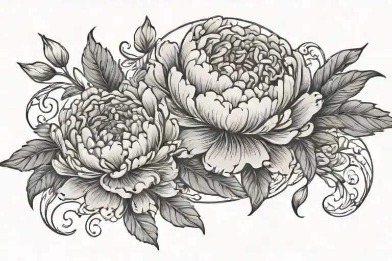 Full Moon And Peonies Floral Design