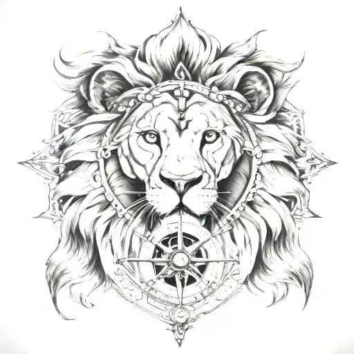 Lion Head And Compass
