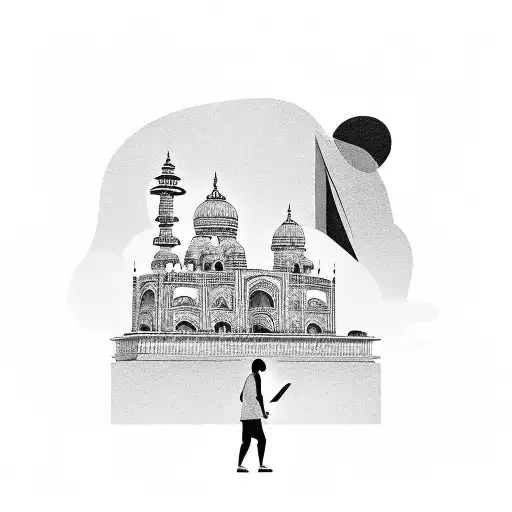 A Silhouette Of A Traveler Reading A Book In Front Of A Stunning Indian Temple