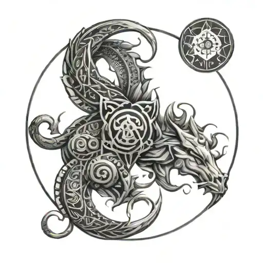 Lebra Zodiac Symbol Intertwined