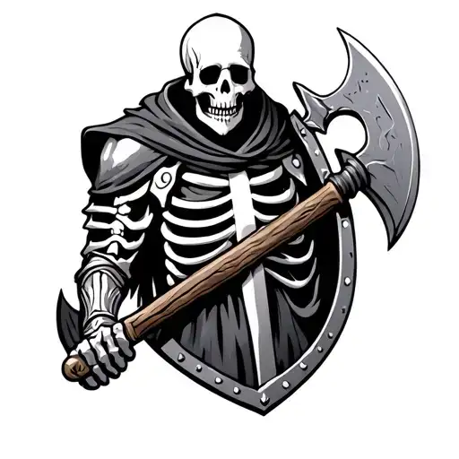 Skeleton Warrior Shield Axe