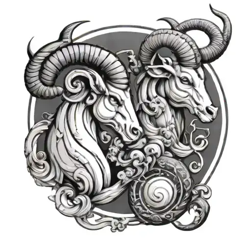 Capricorn And Aries Combo Tattoo Design