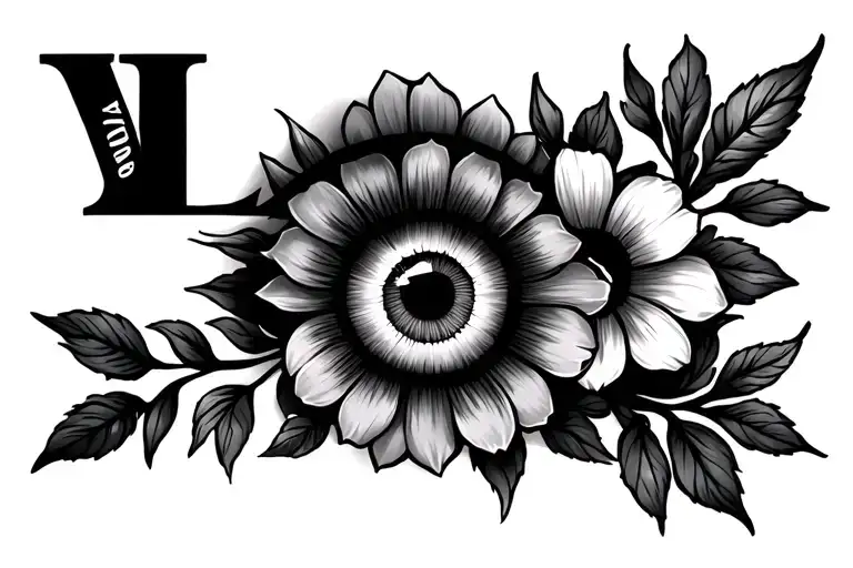 Beautiful Eyes With Flowers And The Word Love