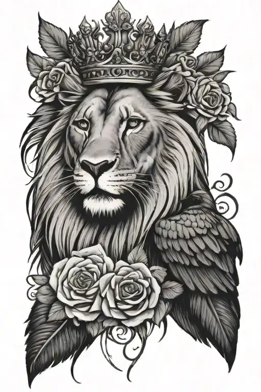 Lion King Crown And Black Raven Roses