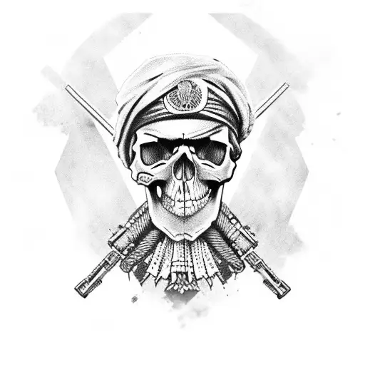 Skull Soldier Full With Gun In Hand And Indian Flag