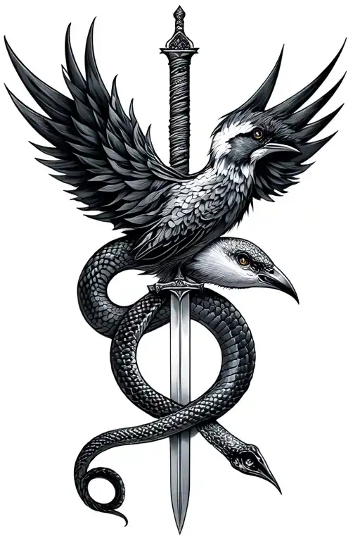 Sword Snake Bird Traditional Style