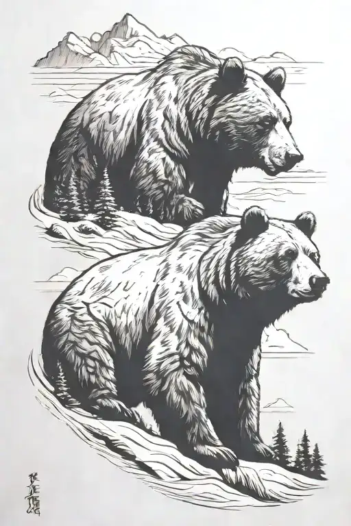 Snow And Moutain And Bear