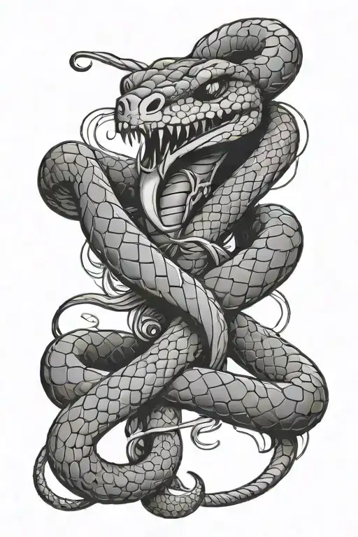 Whimsical Snake Wrapped Around A Dagger