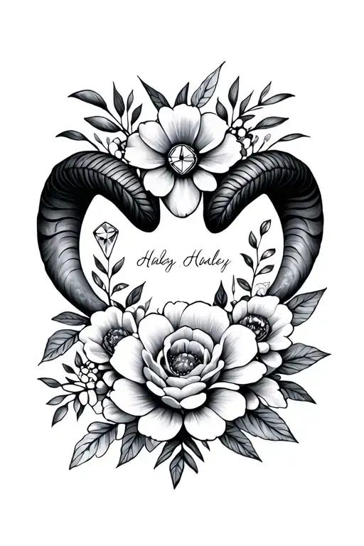 Aries Birth Month Flowers With A Dimond And Haley Written In The Middle Bouquet