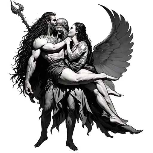 Odin Carrying A Women In His Arms As She's Dead