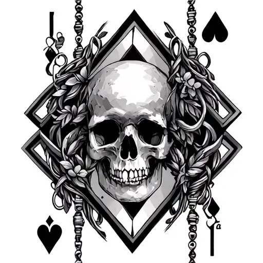 A Black And Braclet Tattoo With 62 Hanging And 02 Hanging Inside A Card Diamond