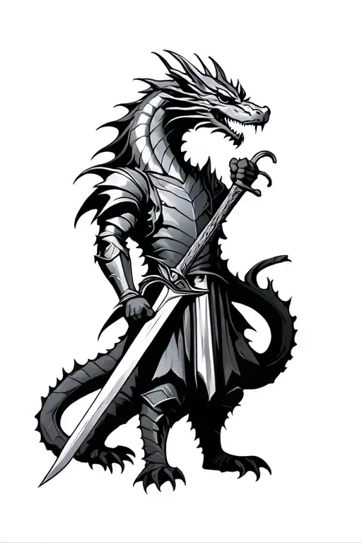 Dragon Knight Holding A Sword