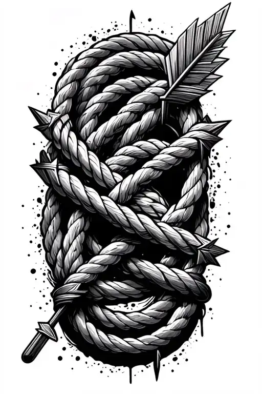 Arrows Intertwined With Rope And Circles