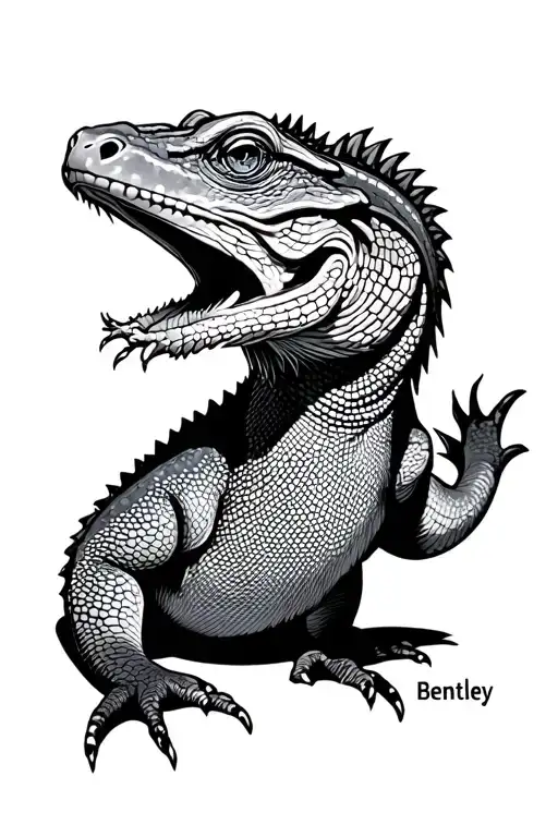 Bearded Dragon Tattoo With The Name Bentley