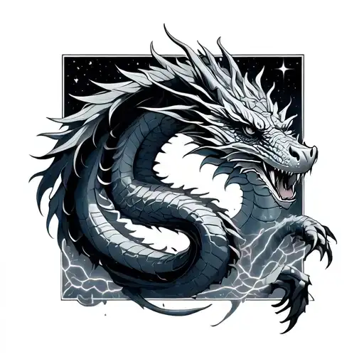 Constellation Orion's Belt And A Dragon Wrapped