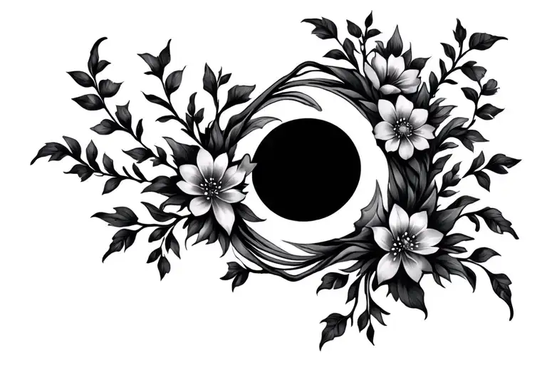 Flowers And Vines With Moon In The Center