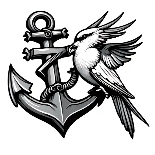 Anchor With 1 Bird And Number 19