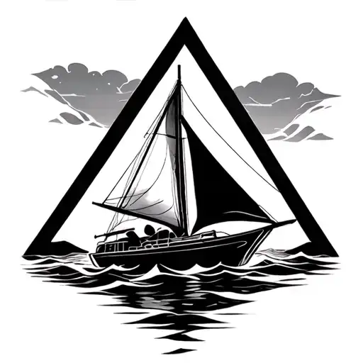 Sail Boat Inside Black Triangle