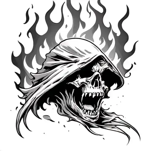 Reaper Laughing Engulfed In Flames
