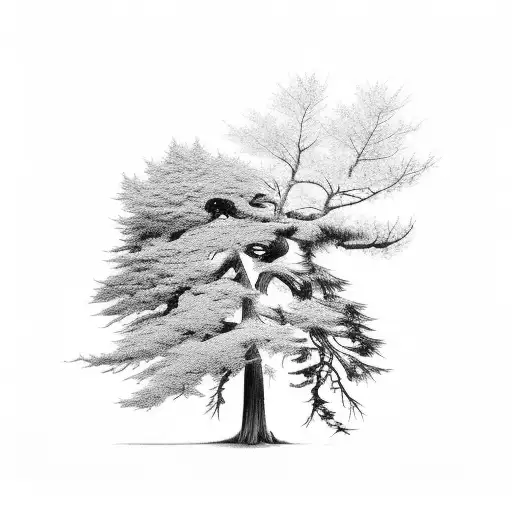 Cedar Redwood And Oak Tree