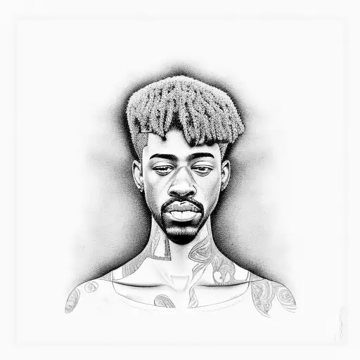 A Black And Grey Realistic Portrait Of Brent Faiyaz