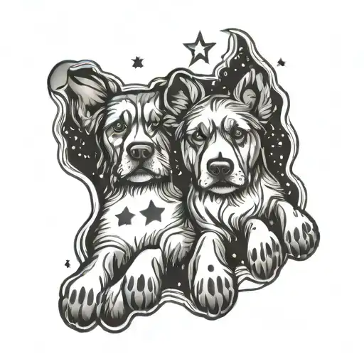 2 Dog Paws With Stars And The Names Aurora And Atlas