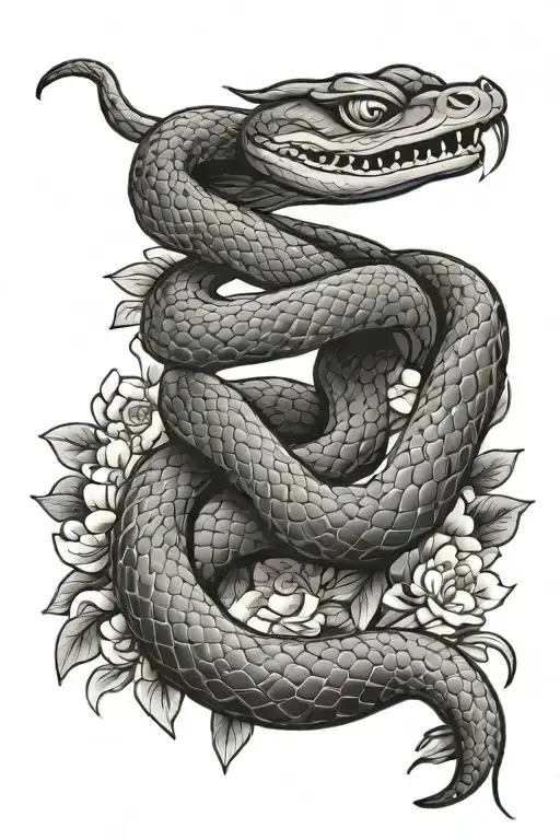 Japanese Snake With Geisha