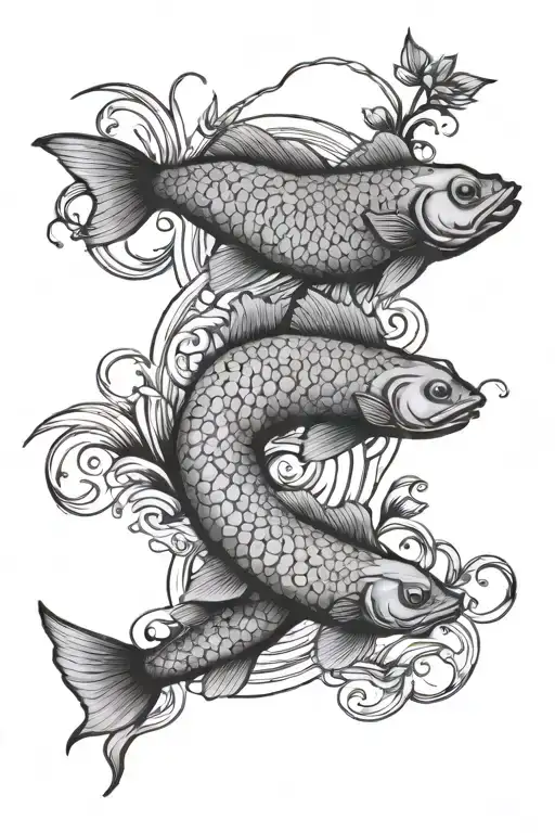 Pisces In A Pond With The Three Of Life