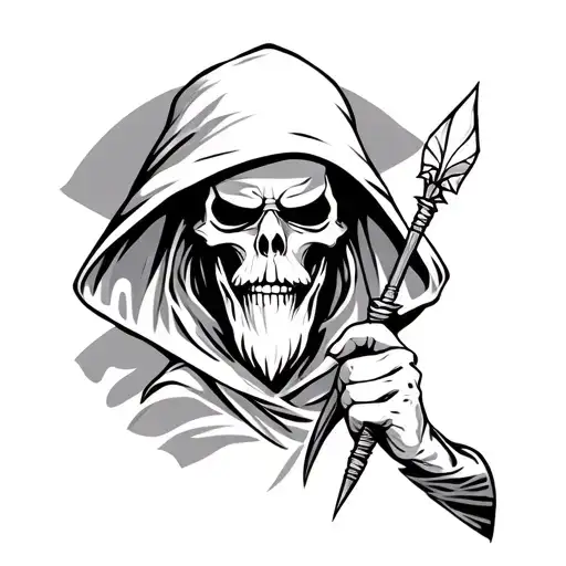 Bearded Grim Reaper Holding A Dart