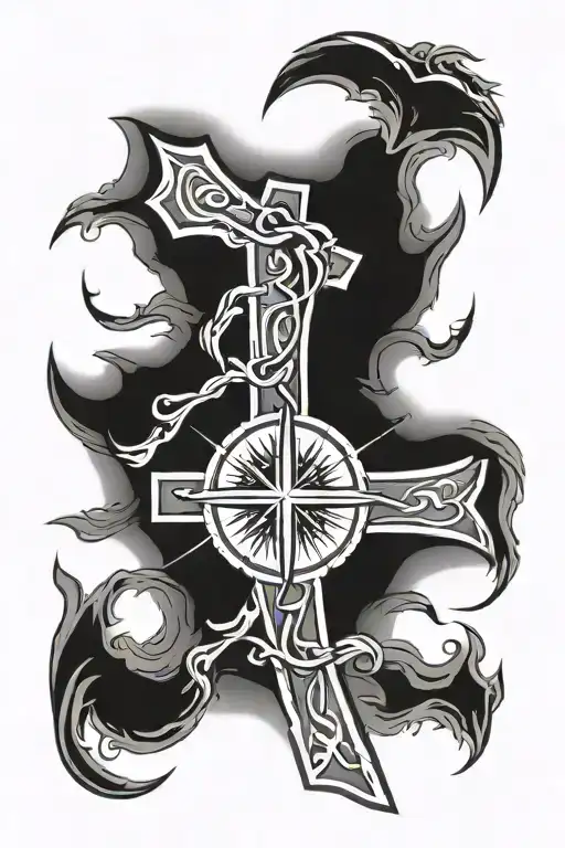 Cross With Sun Background And Date Underneath