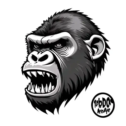 Angry Gorilla Face Bearing Teeth