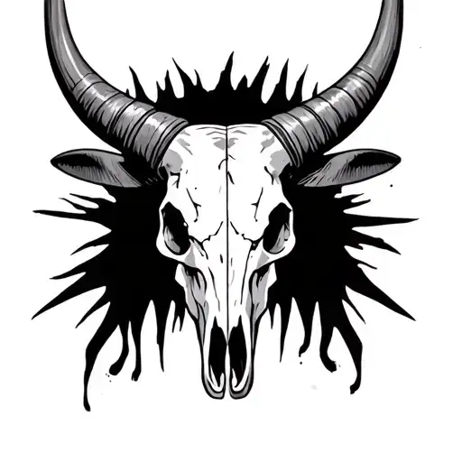 Western Long Horn Bull Skull With Cigarettes And 2004