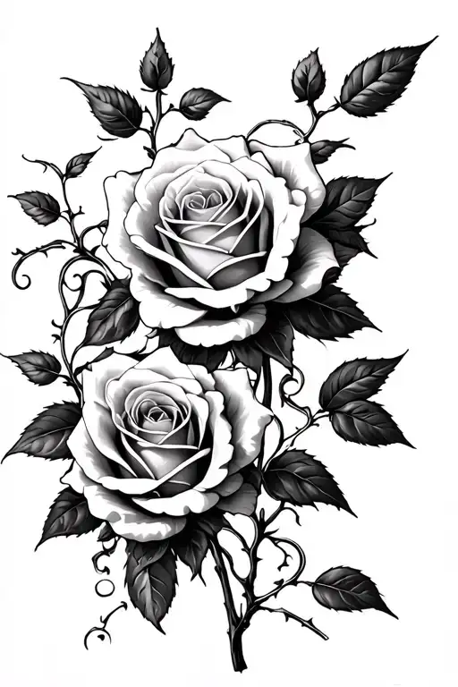 Roses With Vines In The Background