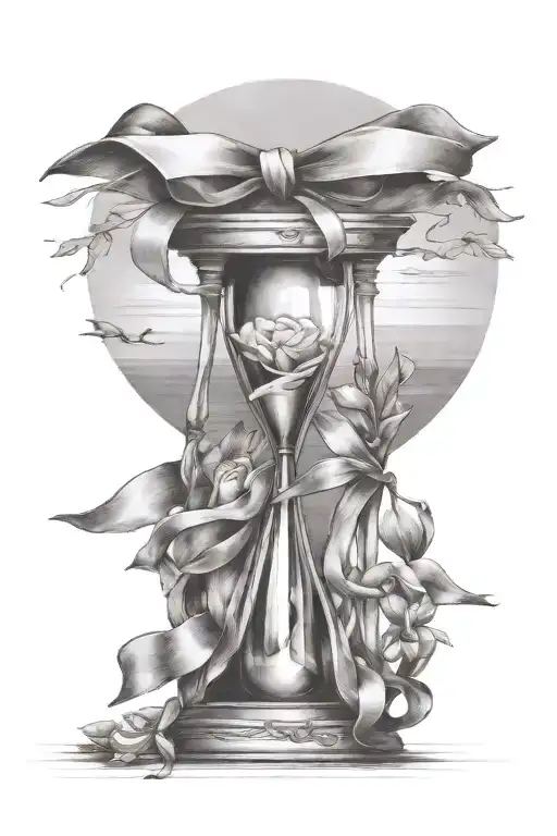 An Hourglass With A Ribbon Around It To Put Dates